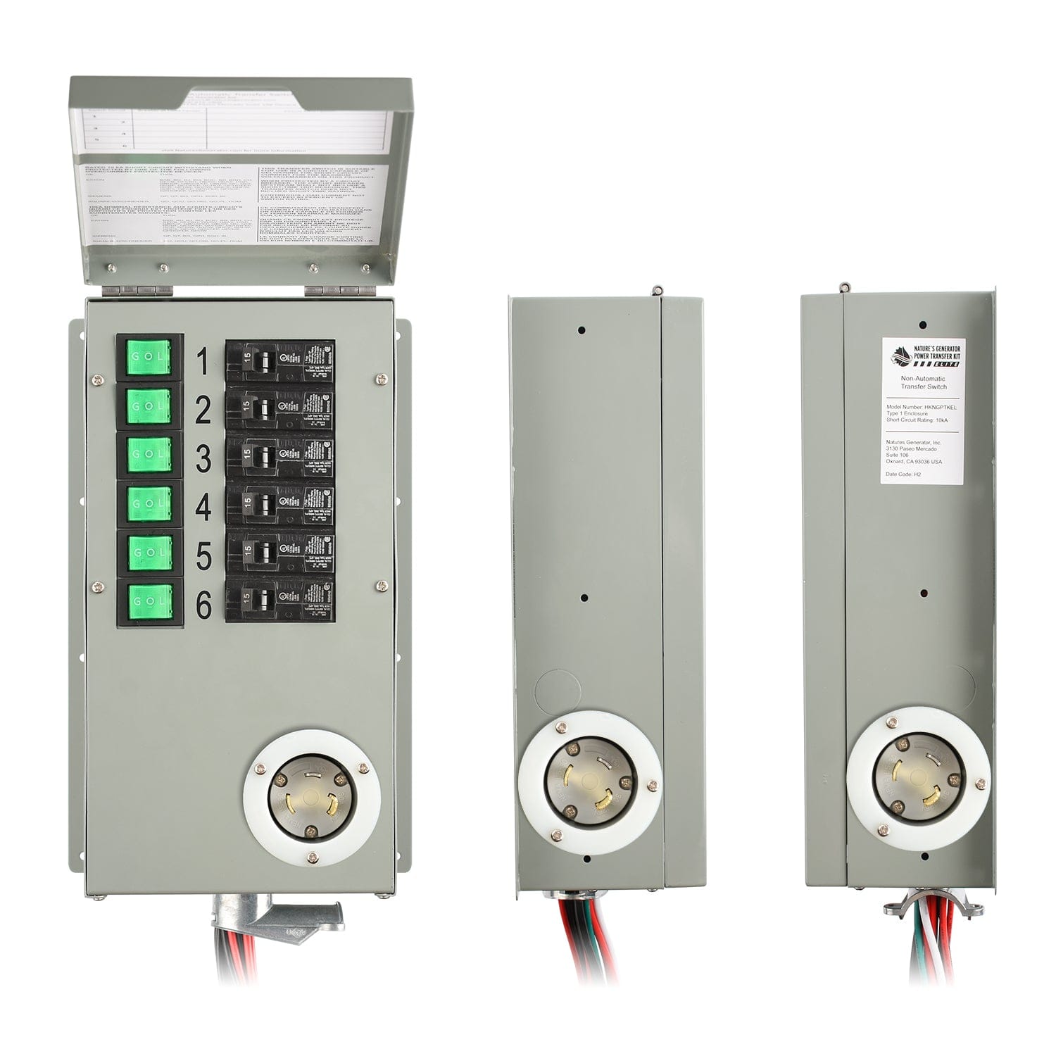 Nature's Generator Elite Transfer Switch Front and Side View