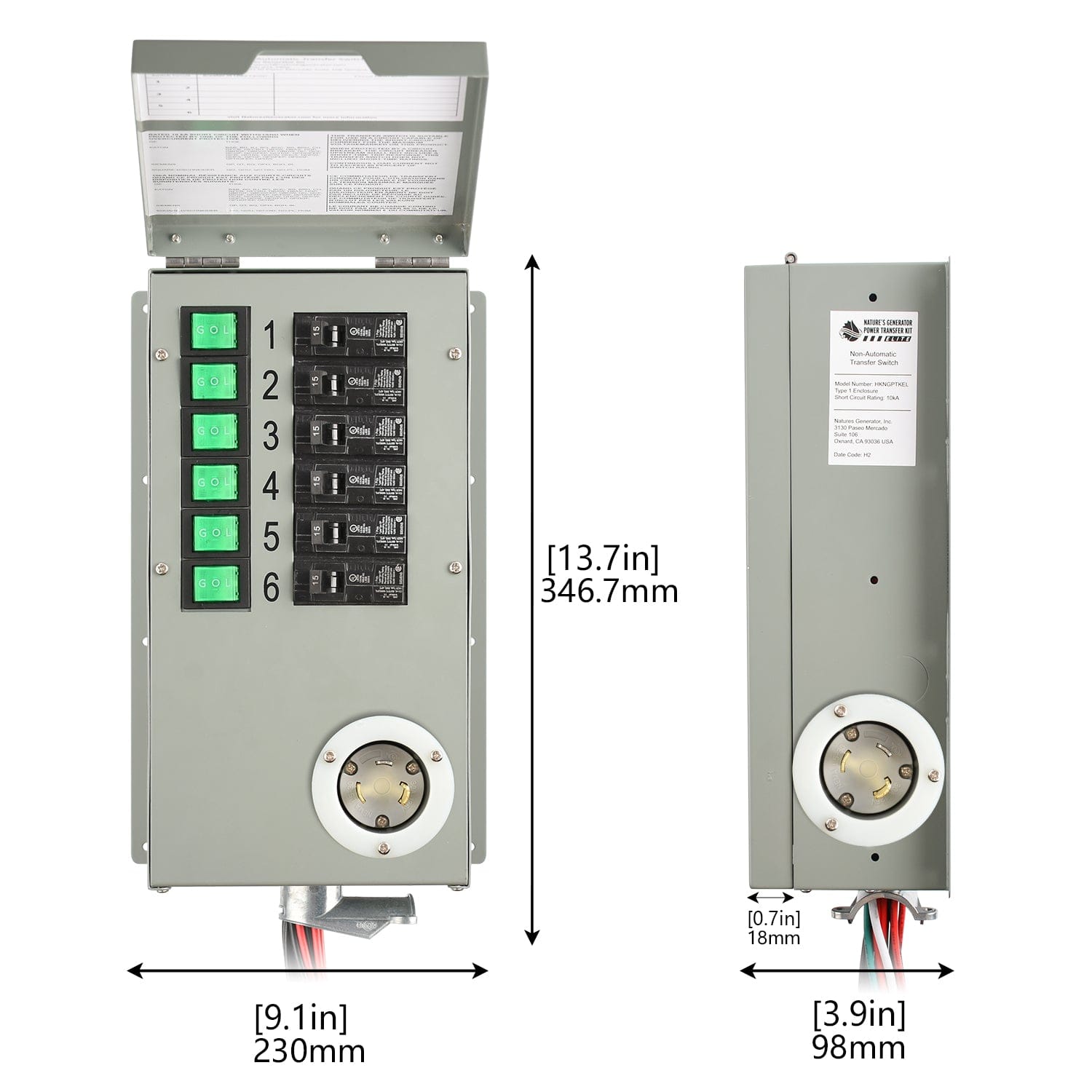 Nature's Generator Elite Transfer Switch Dimension